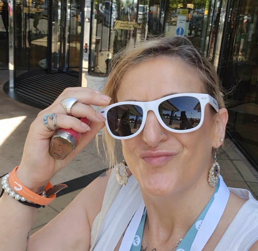 Melissa modelling Waythrough sunglasses at DDN Conference 2025